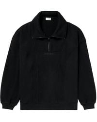 Saint Laurent - Logo-Embroidered Half-Zip Cotton Sweatshirt - Lyst