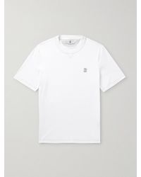 Brunello Cucinelli - Logo-Embroidered Cotton-Jersey T-Shirt - Lyst