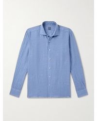 Fedeli - Nick Slim-Fit Cutaway-Collar Linen Shirt - Lyst