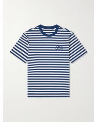 Burberry - Ryan Logo-Embroidered Striped Cotton-Blend Jersey T-Shirt - Lyst