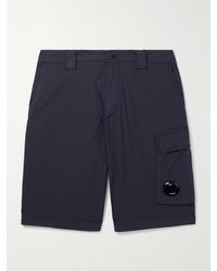 C.P. Company - Shorts cargo a gamba dritta in misto cotone 50 fili con logo applicato - Lyst