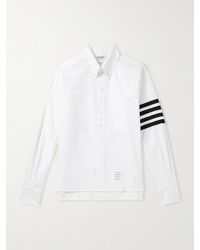 Thom Browne - Button-Down Collar Striped Cotton Oxford Half-Placket Shirt - Lyst