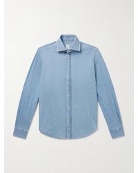 Eleventy - Slim-Fit Cotton-Chambray Shirt - Lyst
