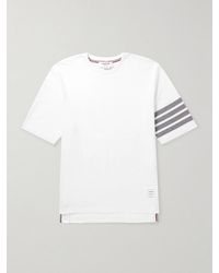Thom Browne - Logo-Appliquéd Striped Cotton-Jersey T-Shirt - Lyst