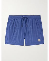 Moncler - Straight-Leg Mid-Length Logo-Appliquéd Striped Swim Shorts - Lyst