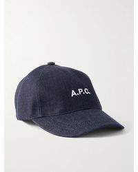 A.P.C. - Charlie Baseballkappe aus Denim mit Logostickerei - Lyst