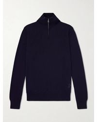 James Purdey & Sons - Linton Logo-Embroidered Wool Half-Zip Sweater - Lyst