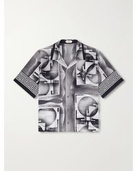 Versace - Camp-Collar Printed Silk-Crepe De Chine Shirt - Lyst
