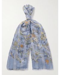 Etro - Floral-print Striped Double-faced Modal-blend Voile Scarf - Lyst
