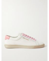 Saint Laurent - Andy Leather-trimmed Logo-print Canvas Sneakers - Lyst