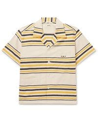 Bode - Namesake Camp-collar Logo-embroidered Striped Cotton Shirt - Lyst
