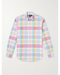 Polo Ralph Lauren - Camicia in cotone Oxford a quadri con collo button-down e logo ricamato - Lyst
