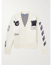 Off-White c/o Virgil Abloh - Varsity Embroidered Jacquard-knit Wool-blend Cardigan - Lyst