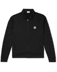 Moncler - Logo-appliquéd Studded Grosgrain-trimmed Jersey Zip-up Sweatshirt - Lyst
