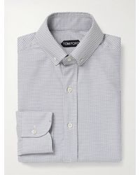 Tom Ford - Slim-Fit Button-Down Collar Puppytooth Cotton And Lyocell-Blend Shirt - Lyst