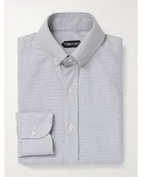 Tom Ford - Slim-fit Button-down Collar Puppytooth Cotton And Lyocell-blend Shirt - Lyst