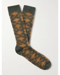 Anonymous Ism Brushed Jacquard-knit Socks - Multicolour