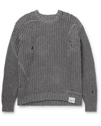 Neighborhood - Savage Logo-appliquéd Distressed Cotton-blend Sweater - Lyst