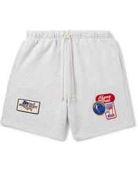 CHERRY LA - Straight-leg Appliquéd Cotton-jersey Drawstring Shorts - Lyst