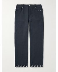 Valentino Garavani - Straight-Leg Embellished Linen And Cotton-Blend Trousers - Lyst