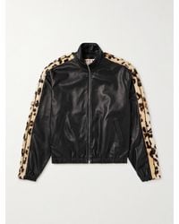 Marni - Leopard-Print Faux Fur-Trimmed Leather Jacket - Lyst