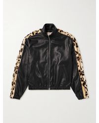 Marni - Leopard-Print Faux Fur-Trimmed Leather Jacket - Lyst