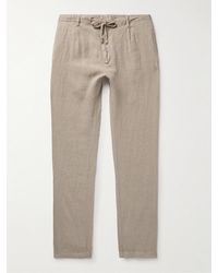 Hartford - Tanker Slim-fit Straight-leg Linen Drawstring Trousers - Lyst