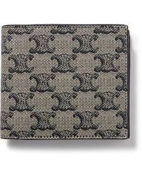 Celine - Triomphe Leather-Trimmed Coated-Canvas Billfold Wallet - Lyst