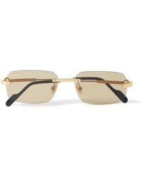 Cartier - Rimless Rectangular-Frame-Tone Sunglasses - Lyst