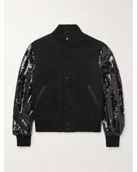 Golden Bear - The Albany Sequin-embellished Wool-blend And Leather Bomber Jacket - Lyst