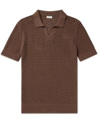 Sunspel - Crochet-knit Cotton Polo Shirt - Lyst