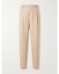 Brunello Cucinelli - Striped Pleated Straight-Leg Wool-Silk And Cashmere-Blend Flannel Suit Trousers - Lyst