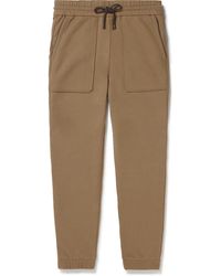 Loro Piana - Tapered Leather-trimmed Cotton-blend Jersey Sweatpants - Lyst