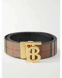 Burberry - 3.5cm Reversible Checked E-canvas And Leather Belt - Lyst