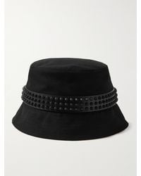 Christian Louboutin - Bobino Spikes Leather-trimmed Cotton-canvas Bucket Hat - Lyst