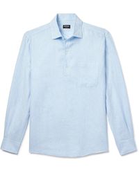 ZEGNA - Oasi Linen Half-placket Shirt - Lyst