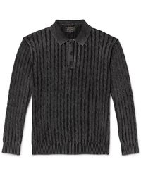 Beams Plus - Cable-Knit Cotton Polo Shirt - Lyst