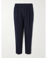 Massimo Alba - Tapered Pleated Virgin Wool And Cotton-Blend Trousers - Lyst