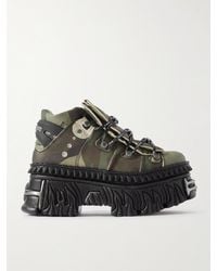 Vetements - New Rock Plateau-Sneakers aus Leder mit Verzierungen und Camouflage-Print - Lyst