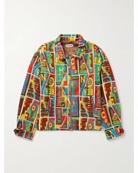 Bode - New England Mosaic Hemdjacke aus strukturierter Baumwolle mit Print - Lyst