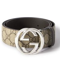 Gucci - 40cm Leather-trimmed Monogrammed Coated-canvas Belt - Lyst