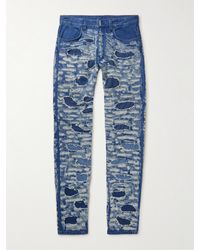 Givenchy Slim-fit Panelled Distressed Jeans - Blue