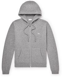 Celine - Logo-Embroidered Wool And Cashmere-Blend Hoodie - Lyst