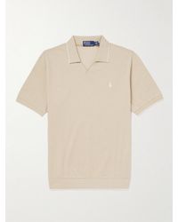 Polo Ralph Lauren - Open-Collar Logo-Embroidered Cotton-Blend Piqué Polo Shirt - Lyst