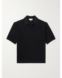 FRAME - Striped Silk And Cotton-Blend Polo Shirt - Lyst