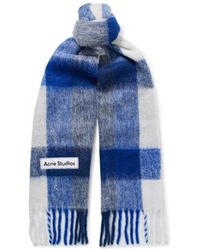 Acne Studios - Vally Fringed Checked Knitted Scarf - Lyst