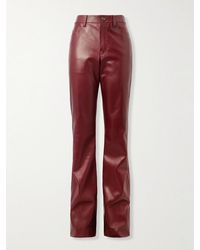 Versace - Schmal geschnittene ausgestellte Hose aus Leder - Lyst