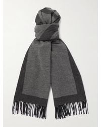 Saint Laurent - Fringed Logo-Embroidered Brushed-Silk Scarf - Lyst