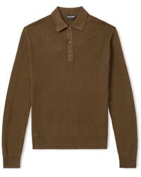 Tom Ford - Silk And Cotton-Blend Piqué Polo Shirt - Lyst
