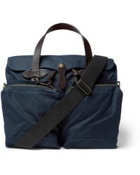 Filson Leather-trimmed Waxed Cotton-canvas Briefcase - Blue